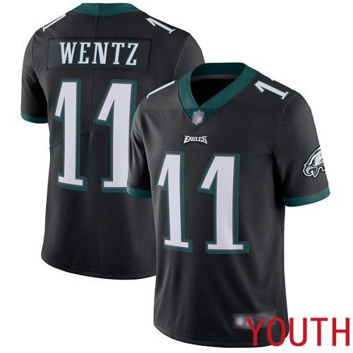 Youth Philadelphia Eagles #11 Carson Wentz Black Alternate Vapor Untouchable NFL Jersey Limited Player Football->youth nfl jersey->Youth Jersey